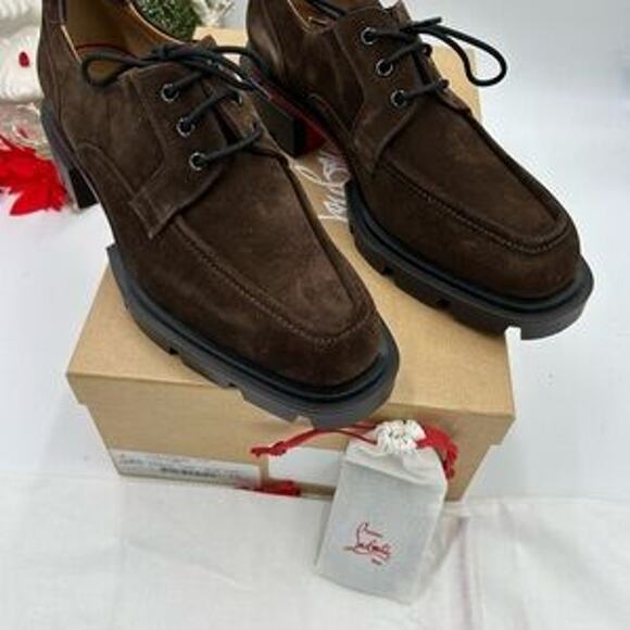 Men's Christian Louboutin, our Georges brown suede lace up shoes size 43 - Picture 7 of 12